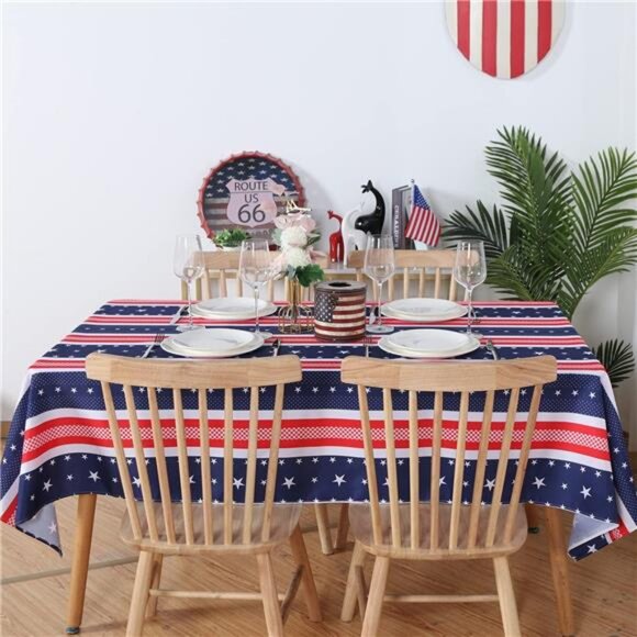 Independence Day Flag Tablecloth- 60x84 inch Rectangle -July 4th Table - Picture 2 of 7